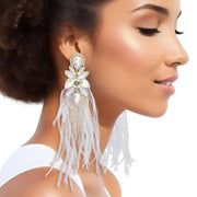 Tassel White Feather  Earrings for Women