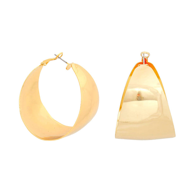 Hoops Gold Geometric Curved Earrings for Women