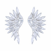 Silver Stone Wing Design Clip On Earrings