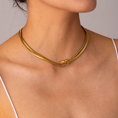 Herringbone Harmony Double Layer Necklace | Elegant Knot Design EJIJI Boutique