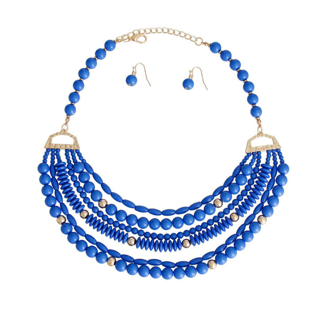 6 Layer Blue Bead Necklace EJIJI Boutique