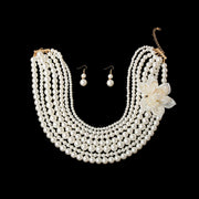 Blossom Elegance: Cream Flower Pearl Necklace Set