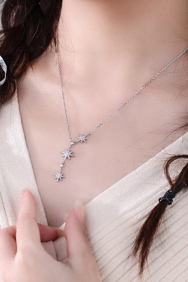 925 Sterling Silver 3 Star Drop Pendant Necklace - EJIJI Boutique
