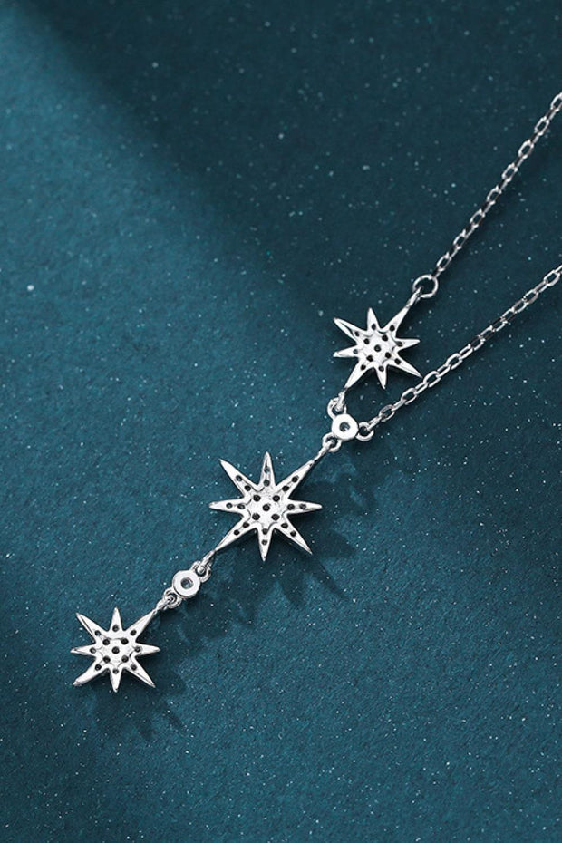 925 Sterling Silver 3 Star Drop Pendant Necklace - EJIJI Boutique