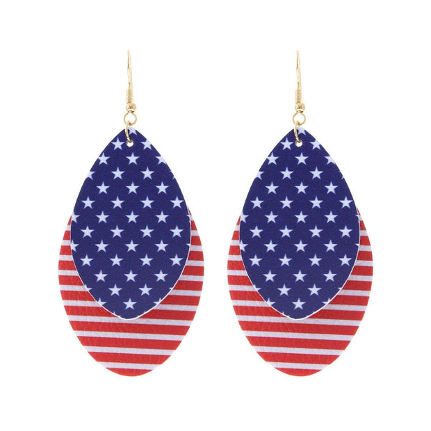 American Flag Teardrop Layer Earrings