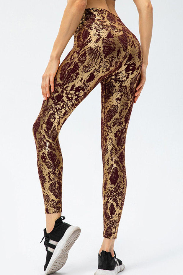 Animal Print Slim Fit Wide Waistband Long Sports Pants - EJIJI Boutique