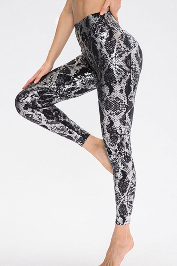 Animal Print Slim Fit Wide Waistband Long Sports Pants - EJIJI Boutique