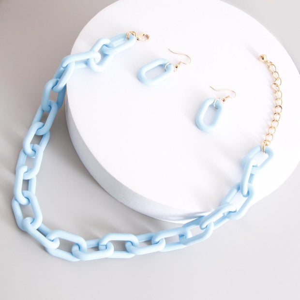 Aqua Dream Chain Link Necklace Set | Blue Necklace Set EJIJI Boutique