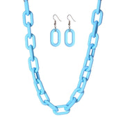 Aqua Rubber Coated Chain Necklace