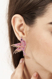Bird Shape Frame Glass Stone Dangle Earrings - EJIJI Boutique