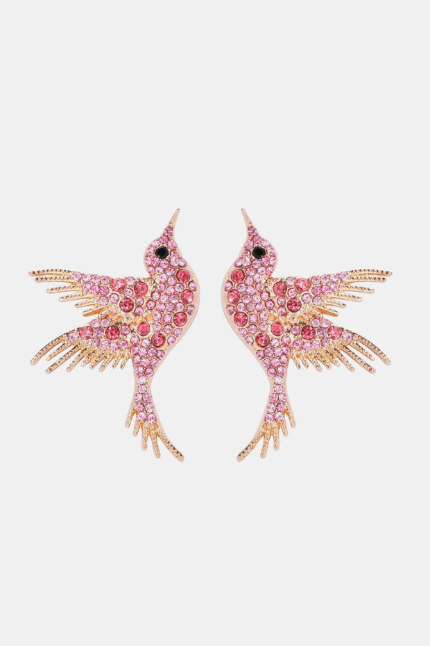 Bird Shape Frame Glass Stone Dangle Earrings - EJIJI Boutique