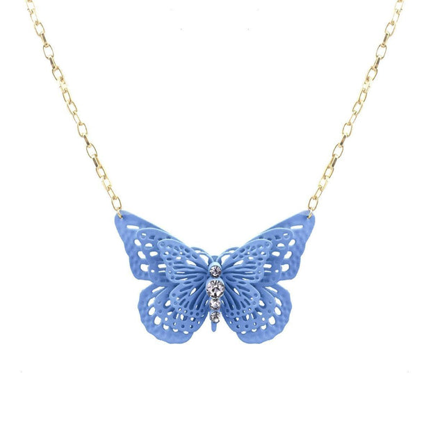 Blue 3D Butterfly Pendant Necklace