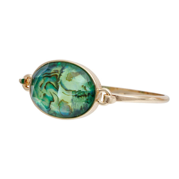 Blue Green Marbled Oval Bangle