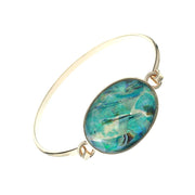 Blue Green Marbled Oval Bangle