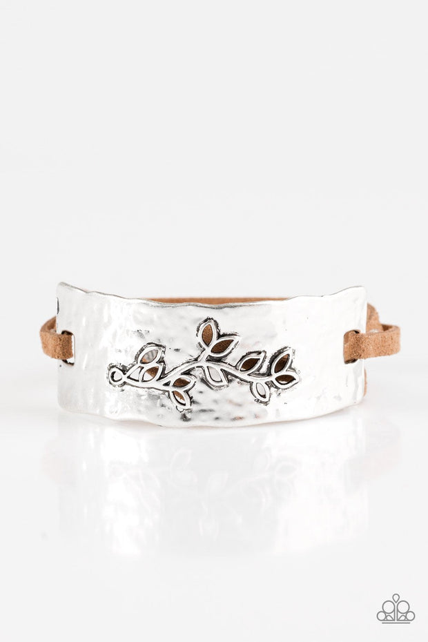 Branching Out Brown Leather Silver Paparazzi Bracelets - EJIJI Boutique 