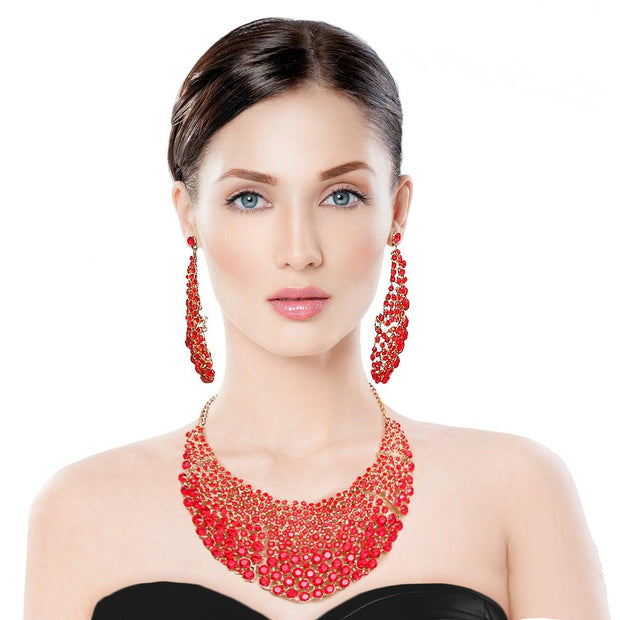 Brilliant Red Round Cut Crystal Necklace
