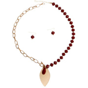Burgundy Bead Toggle Necklace