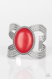 Coyote Couture Red Paparazzi Bracelet - Silver Cuff Bracelets - EJIJI Boutique 