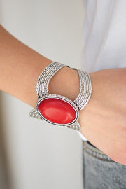 Coyote Couture Red Paparazzi Bracelet - Silver Cuff Bracelets - EJIJI Boutique 