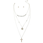 Cross and Coin Necklace Set