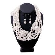 White Pearl Twisted Necklace Set