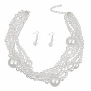 White Pearl Twisted Necklace Set