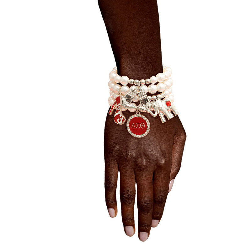 Sorority Inspired  Charm White Pearl Bracelets