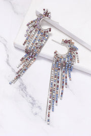 Fringed Rhinestone Dangle Earrings - EJIJI Boutique