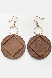Geometrical Shape Wooden Dangle Earrings EJIJI BOUTIQUE 