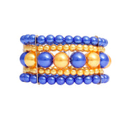 Bracelet Blue Gold Stacked Pearls for Women
