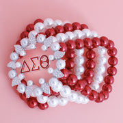 Delta Sigma Theta Sorority - Red White Pearl 
Beaded Bracelet 