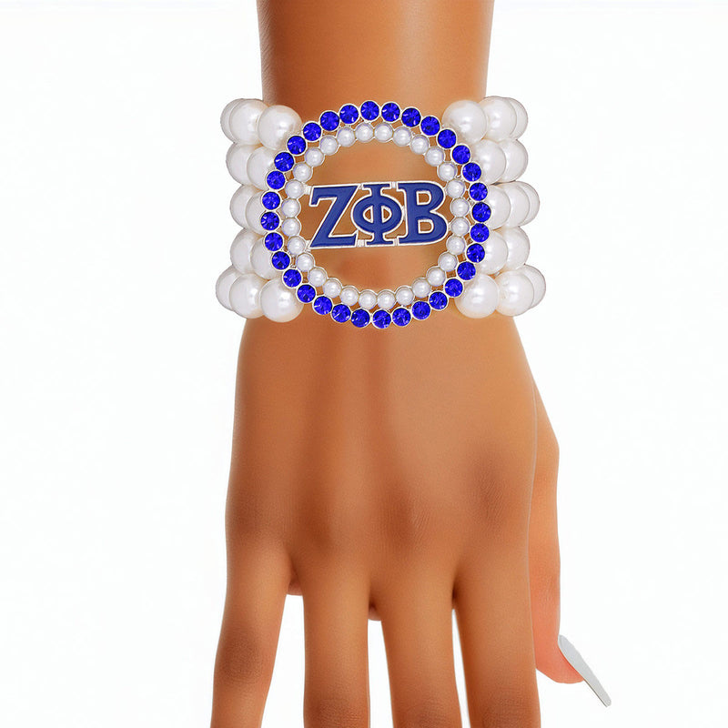 Pearl Bracelet Zeta Phi Blue White for Women