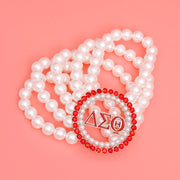 Pearl Bracelet Delta Sigma Red White for Women