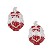 A pair of Delta Sigma Theta inspired stud earrings featuring the iconic red and white colors and crest. Perfect for showing sorority pride at meetings, events, or everyday wear. EJIJI Boutique