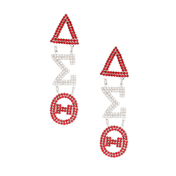 Dangle Red Medium Delta Sigma Earrings for Women