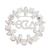 Delta Sigma Theta Sorority - Red White Rhinestone
Brooch Pin 