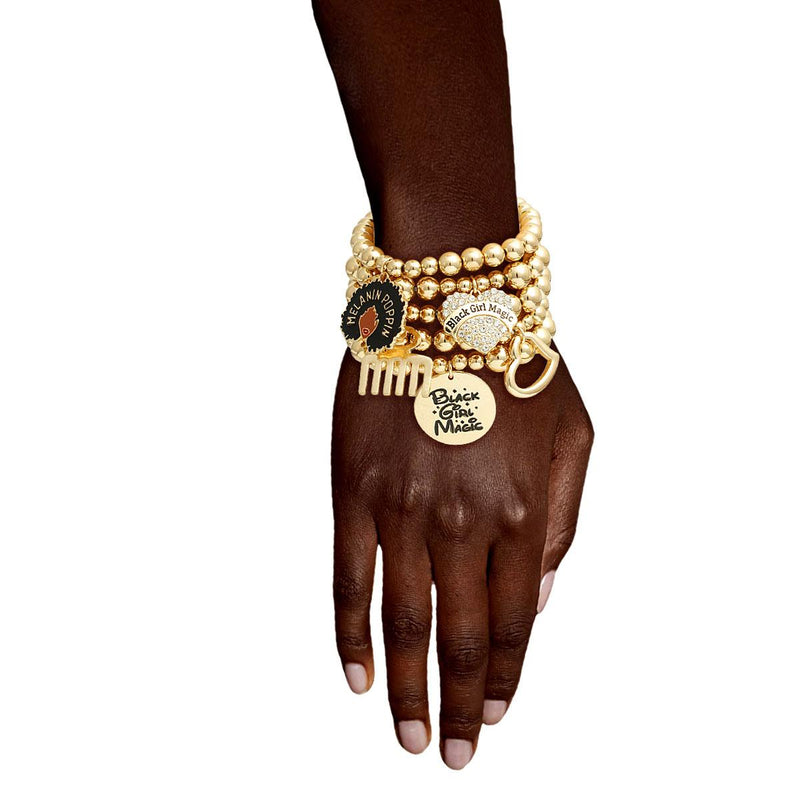 Gold Ball Bead Black Girl Magic Charm Bracelets EJIJI BOUTIQUE 