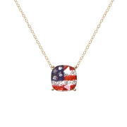 Gold Glitter American Flag Necklace