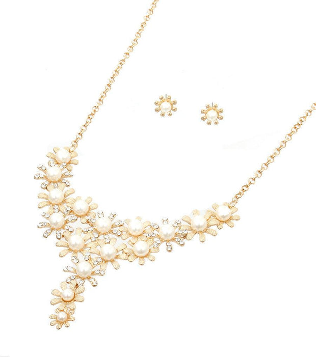 Gold Pearl Flower Necklace Set | EJIJI Boutique