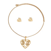 Gold Stainless Steel Filigree Heart Necklace