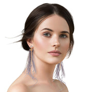 Gray Feather Shoulder Duster Earrings