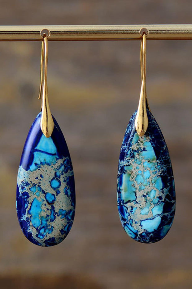 Handmade Teardrop Shape Natural Stone Dangle Earrings - EJIJI Boutique