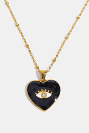 Heart & Evil Eye Shape 18K Gold Plated Pendant Necklace - EJIJI Boutique