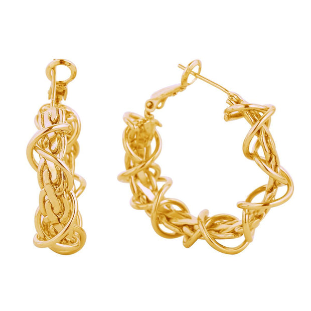 Hoop 14K Gold Small Wire Chain Earrings for Women