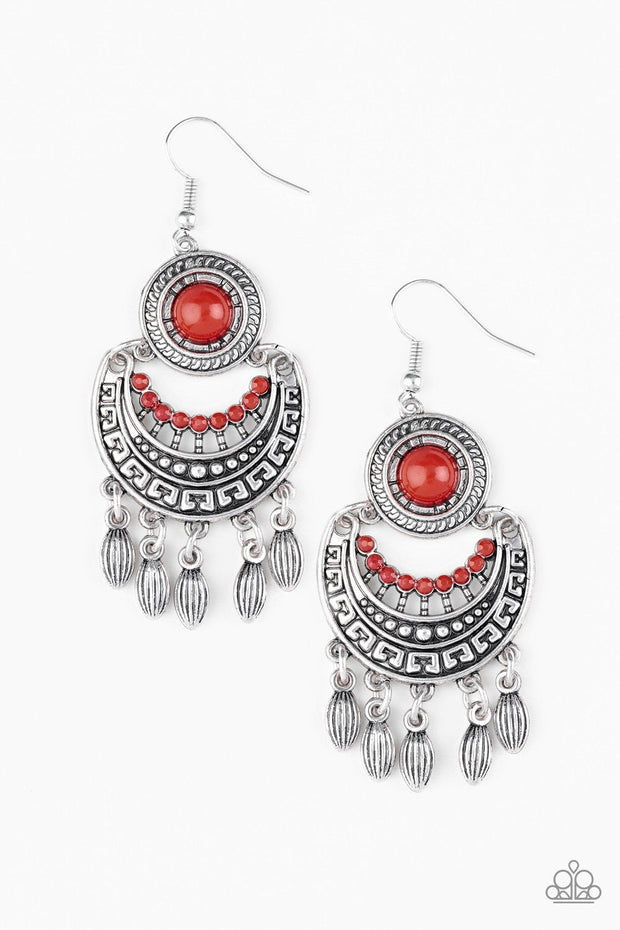 Mantra to Mantra Red Paparazzi Earrings - EJIJI Boutique