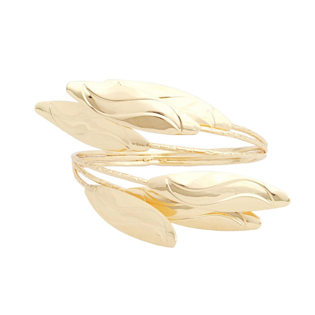Cuff Gold Nature-Inspired Leaf Bracelet for Women