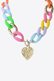 Multicolored Stainless Steel Heart Pendant Necklace - EJIJI Boutique