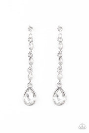 Dramatic Must Love Diamonds White Paparazzi Earrings - Only $5!