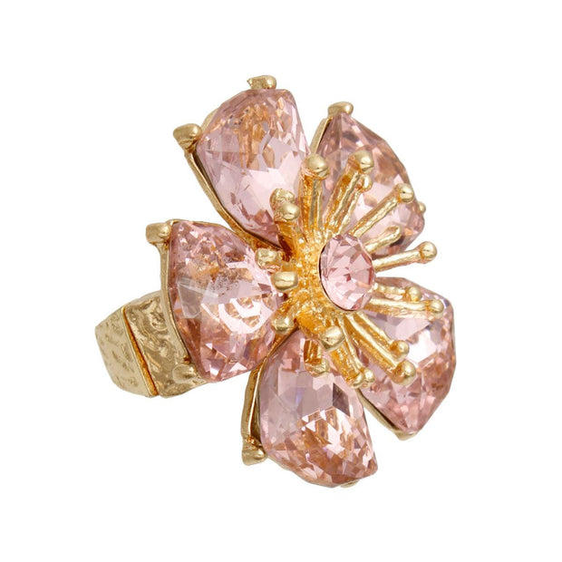 Pink Crystal Daisy Ring