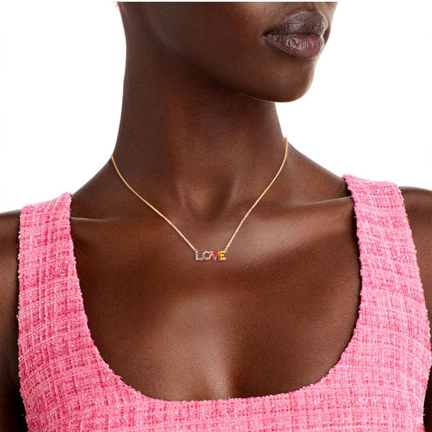 Rainbow Love Gold Chain Necklace